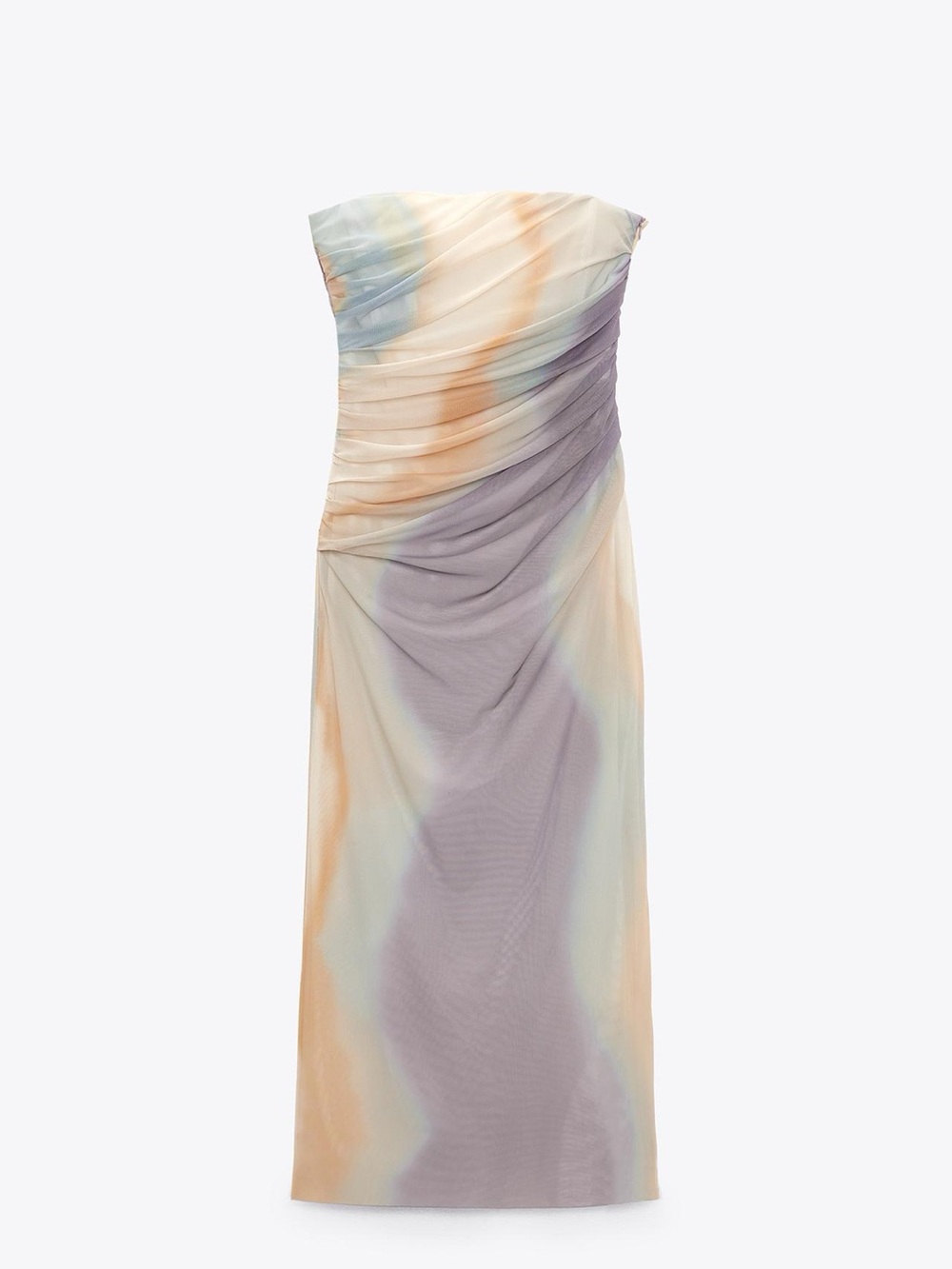 NWT Zara Strapless Ombre Evening Gown in Lavender, Peach & Mint